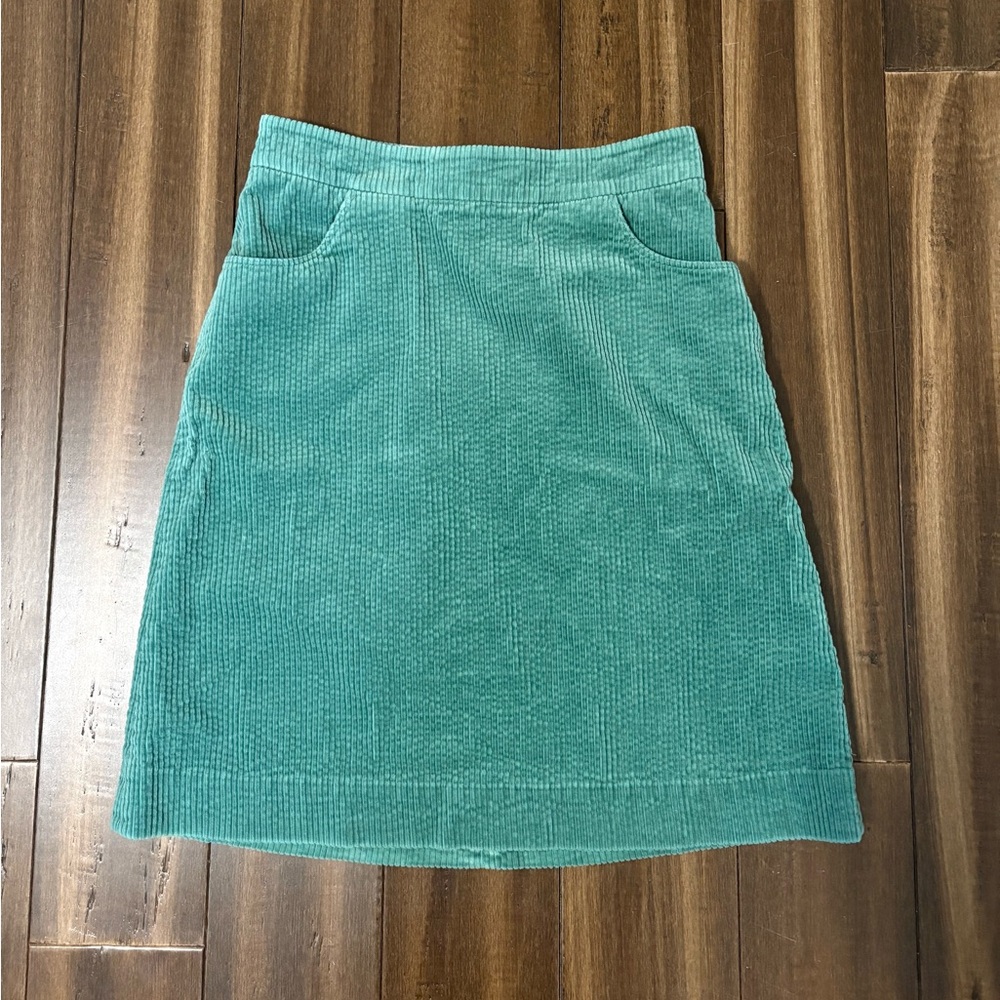 Green Teal Corduroy Mini Skirt High rise Corduroy Pockets A Line fitted Fall
